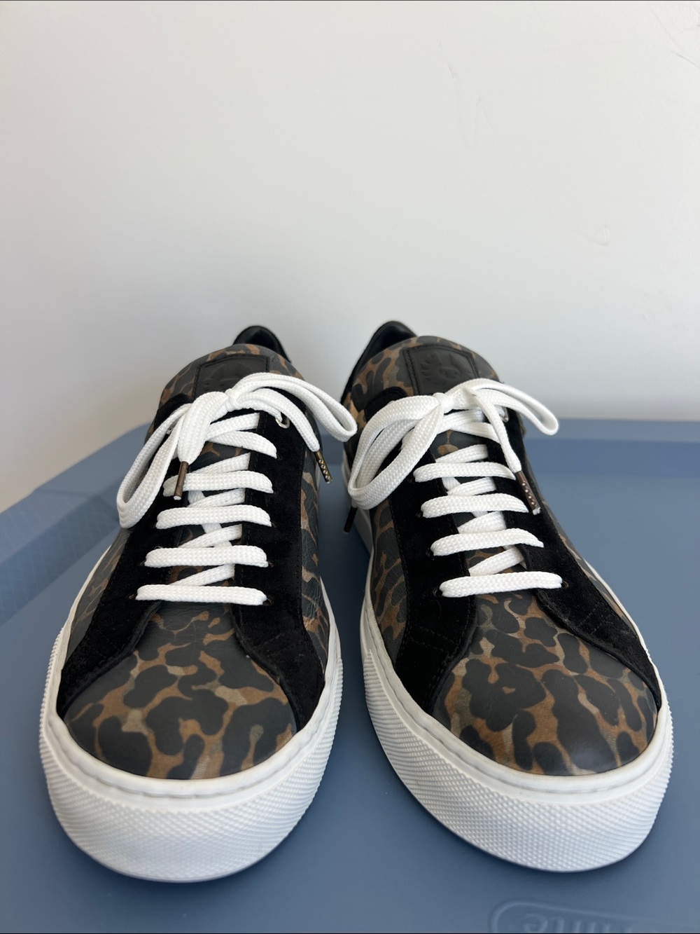 Belstaff dagenham leopard canvas suede low top sneakers tasmin gold colorway 41 - Picture 6 of 11